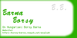 barna borsy business card